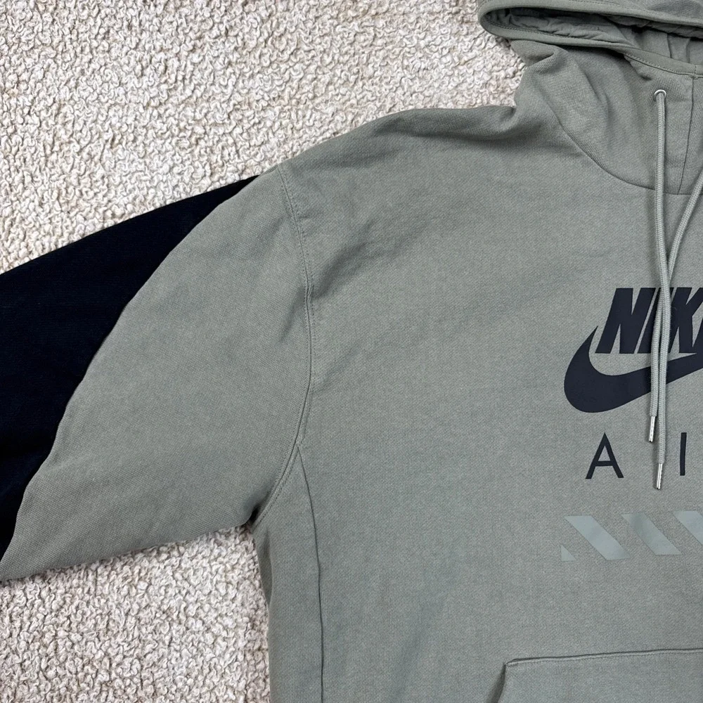 Nike Air Fleece Pull Over Hoodie Olive Green & Black HJ0273 320 Men's Size XL